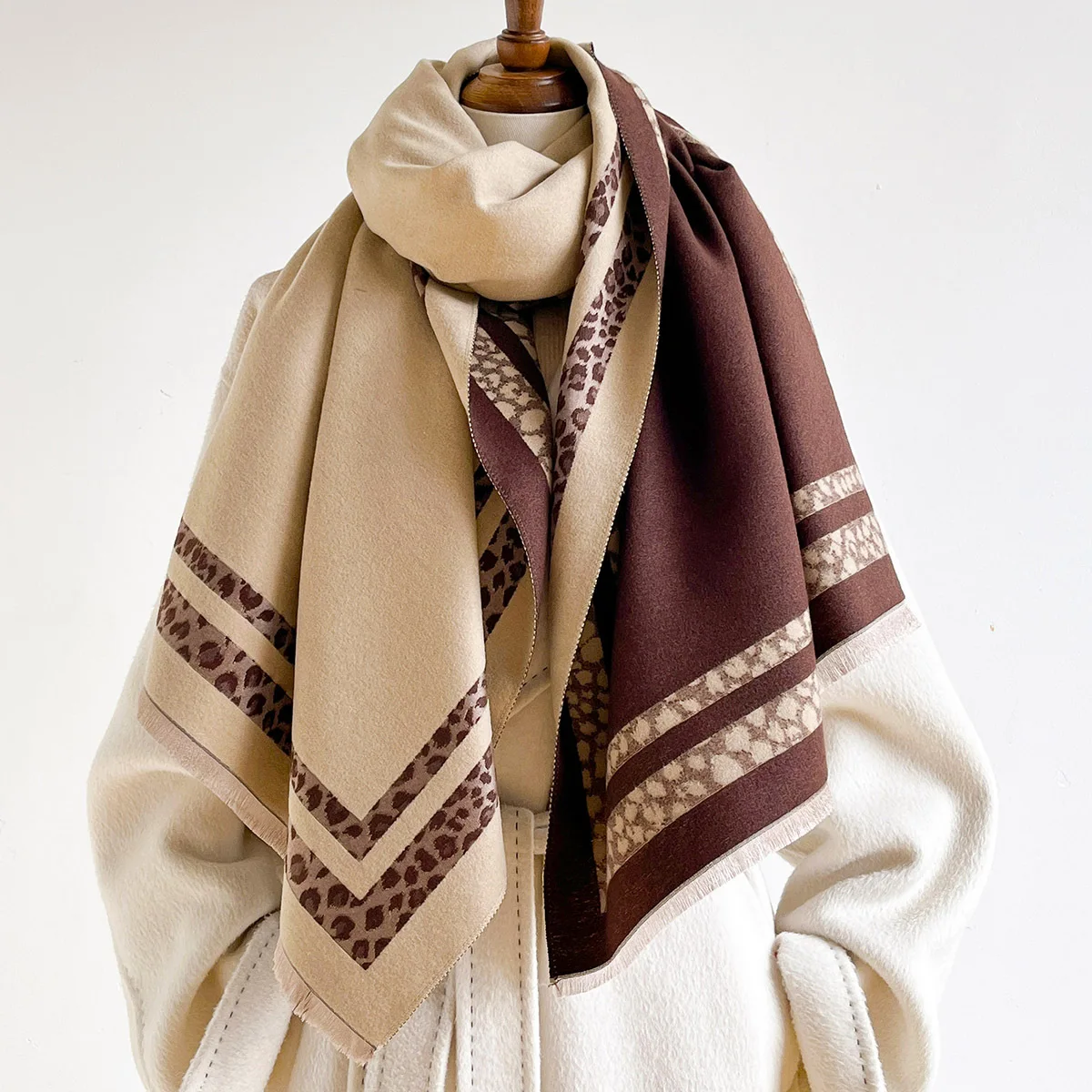 Cashmere Scarf - Winter-Wickelschal, wendbar, warm, groß, für Damen,