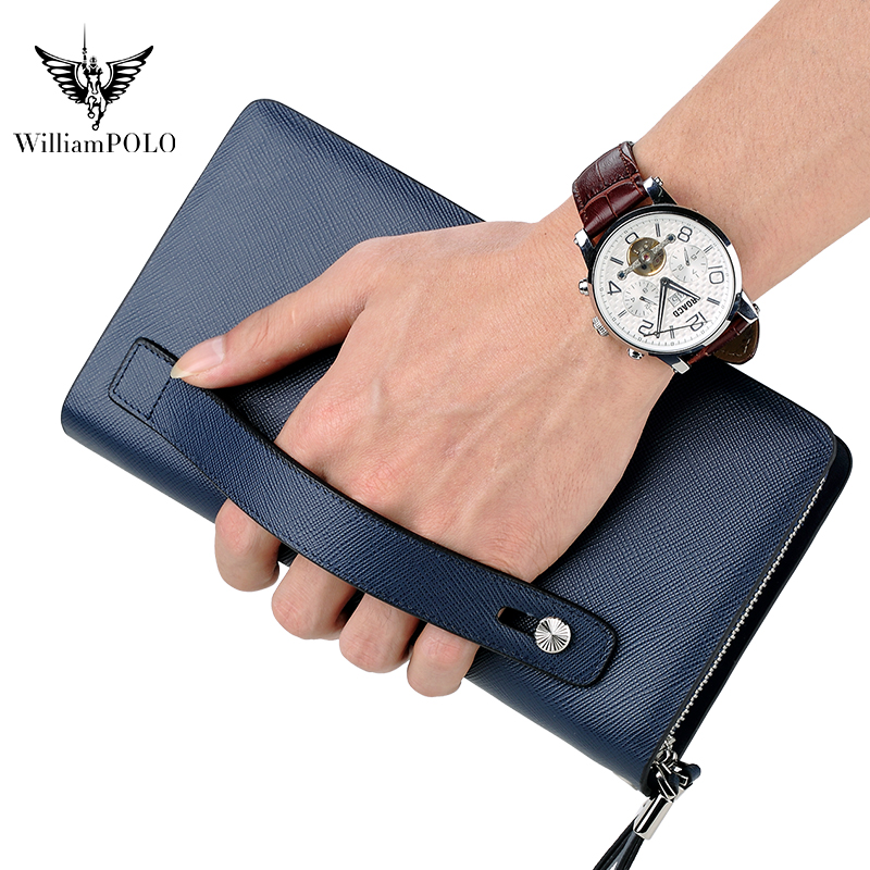 Leather Wallet Men - WILLIAMPOLO Luxus Herren Leder-Clutch Große Kapazität