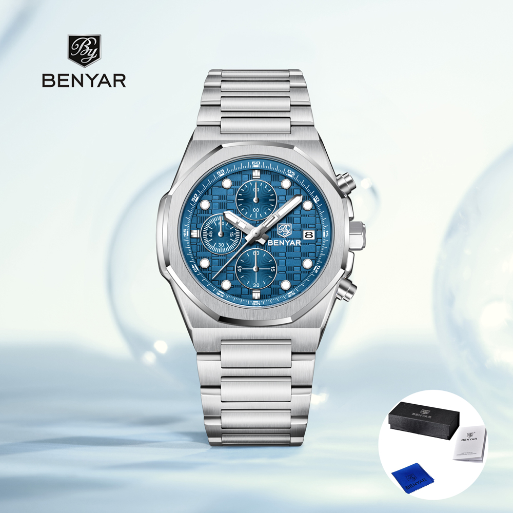 Luxury Watch Men - 2025, neue BENYAR Herrenuhren, Top-Luxus-Quarz-Armbanduhren, Chronographenuhr