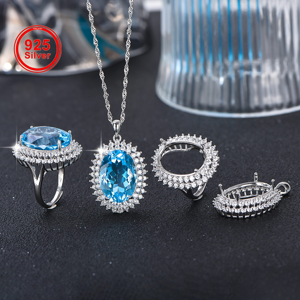 Luxury Gift Set - 13x18mm S925 Sterling Silber Ring Anhänger