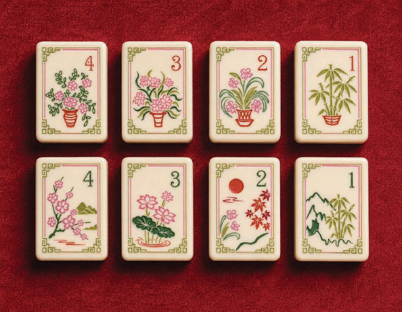 Luxury Gift Set - Luxuriöses Amerikanisches Mahjong-Set mit Rosa Perlmutt-Farbe,