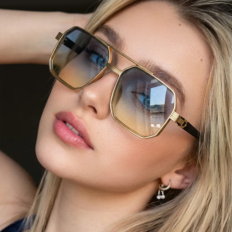 Sunglasses Uv400 - Neue modische, polygonale Sonnenbrille mit doppeltem