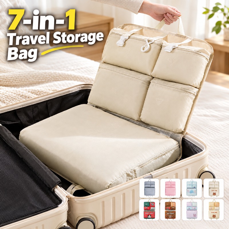 Travel Luggage Set - 7-in-1 Reise-Aufbewahrungstasche, tragbarer hängender Unterwäsche-Organizer, große