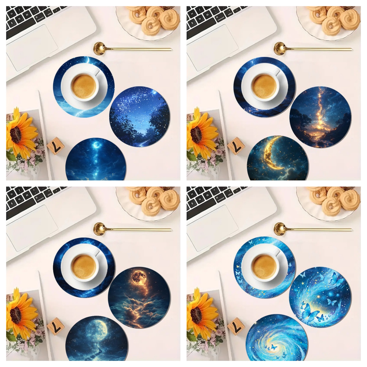 4-teiliges Set Bunte Sternenhi – Marble Coaster Set Bewertung und Preis